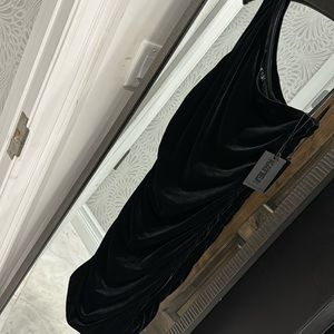 Katie J velour black dress large NWT
